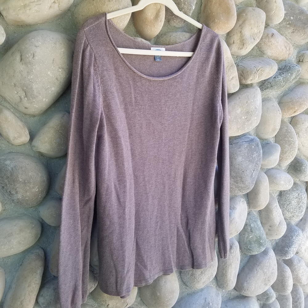 Old Navy Costal Light Brown Long Sleeve Spring Sweater Blouse Wide Neck Breezy - Picture 5 of 7